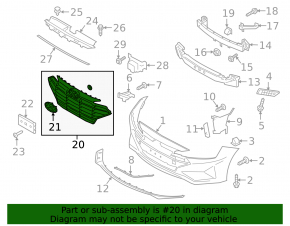 Radiator grill assembly Hyundai Elantra AD 19-20 with emblem under the radar