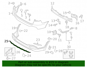 Rear bumper trim lower Kia Sorento 16-18 prerest structure