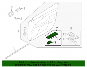 Front right window lift control Kia Forte 19-21 with black trim