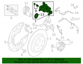 Rear left caliper assembly for Ford Edge 19-24 red