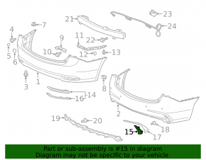 Right rear bumper reflector for Acura TLX 18-20
