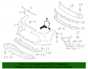 Front bumper mount right wing Toyota Avalon 19-