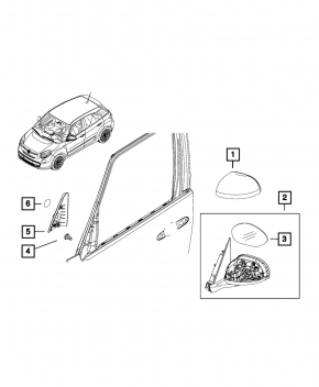 Mirror cover inner left Fiat 500L 14-19 with electric adjustment