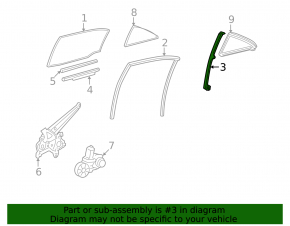 Rear left door glass guide for Lexus Hs250h 10-12