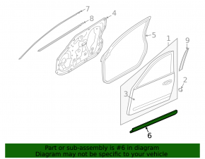 Front left door seal Infiniti G25 G35 G37 06-15