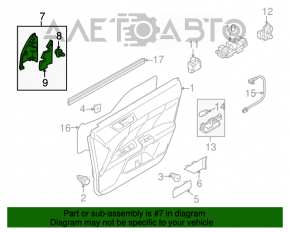 Inner corner trim, front left, Suzuki Kizashi 10-15