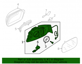 Side mirror right Audi Q5 8R 09-17 15 + 2 pins