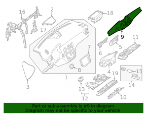Front panel trim center Mercedes GLA 14-20 gray, worn, dents