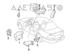 Airbag in the driver's steering wheel of a Toyota Camry v30 02-04, gray, scratches, chrome peeling