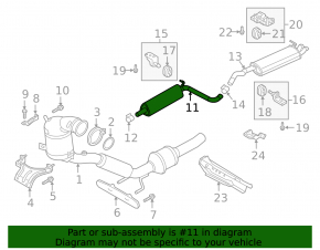 Exhaust pipe assembly VW Jetta 19- resonator with barrel, rusty