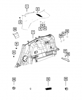 Left arch trim Jeep Cherokee KL 19 - gray for electric cover, cleaning, plastic turned white