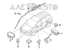 Left side curtain airbag for Kia Sorento 10-15