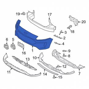 Front bumper, bare, Ford Escape MK4 23-24, for parking sensors and automatic parking, red, non-factory holes, scratch