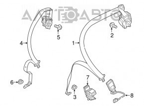 Seat belt rear central Mercedes GLA 15-20 black