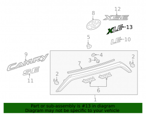 Toyota Camry V50 12-14 USA XLE Trunk Lid Emblem