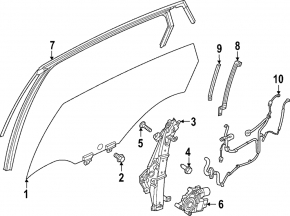 Upper door molding with glass seal, rear left, Nissan Ariya 23-25, black