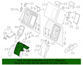 Rear seats, 2nd row, upper right side, Audi A3 8V 15-16 4d leather, black
