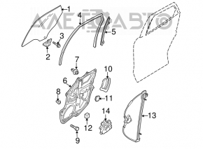 Rear left door glass guide for Mazda CX-7 06-12