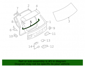 Central rubber seal for the trunk door of a BMW X5 E70 07-13