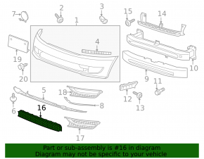 Lower grille front bumper VW Passat b7 12-15 USA