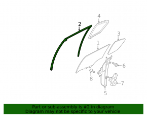 Rear right glass seal Infiniti G25 G35 G37 4d 06-14