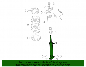Rear left shock absorber for Ford Mustang mk6 18-23 coupe, with support