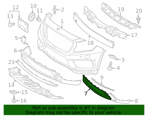 Front bumper center trim Mercedes GLA 15-17 without night pkg