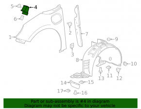Left wing bracket Chevrolet Volt 16-
