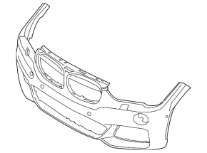 Bare front bumper for BMW X1 F48 16-19 M-Sport, without parking sensors