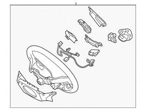 The steering wheel is bare Hyundai Sonata 11-15 plastic, black, without buttons and overlays, tears