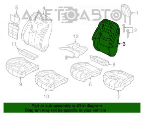 Jeep Cherokee KL 14-18 passenger seat without airbag, black cloth