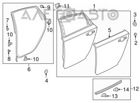 Door assembly rear right Honda Accord 18-22 graphite NH-797M, handle with chrome