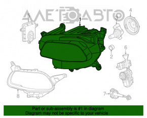 Headlight front left bare Jeep Cherokee KL 14-18 dorest halogen black