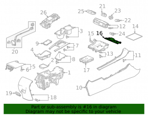 Center console trim with cup holders for Honda Civic XI FE/FL 22-26 with automatic transmission, without backlight