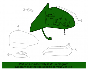 Left side mirror assembly for Toyota Avalon 13-18, 7 pins, heated, convex, backlit, memory