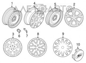 Wheel disk R16 Ford Focus mk3 11-18 type 1, curb