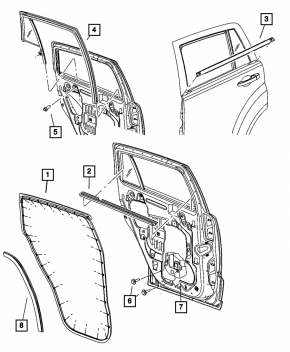 Glass triangle door with seal rear left Jeep Patriot 11-17