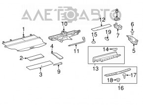 Toyota Highlander 2008-2013 trunk opening trim gray
