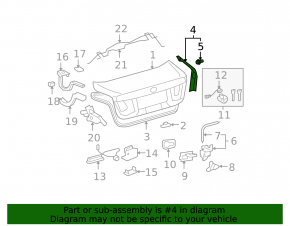 Left trunk opening trim Lexus LS460 LS600h 07-09 on the body