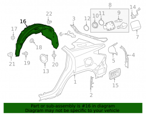 Rear right mudguard Lexus RX350 RX450h 16-22