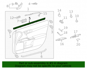 Inner glass seal for the front left door of a Lexus CT200h 11-17