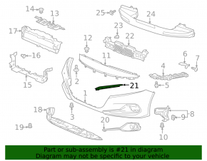Left front bumper headlight trim for Honda Accord 2021-22