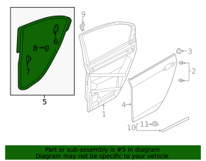 Door seal rear right Honda Accord 13-17