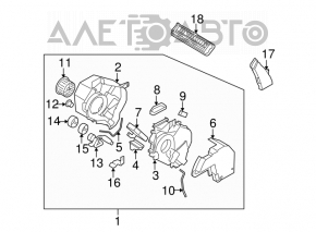 Bare air conditioner housing, left side of Subaru B10 Tribeca.