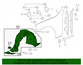 Front right fender liner Mercedes S-class W222 550/600 14-17