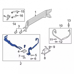 Automatic transmission oil cooler pipe input Ford Escape MK3 13-19 1.6T 2.5 2.0T short