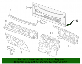 Left wiper grille seal Chevrolet Trax 17-22