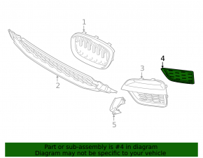 Front bumper lower grille trim right BMW X3 G01 18-21 inner, M Sport
