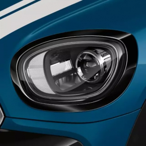 Right headlight frame on the hood of a Mini Cooper Countryman 17-24, gloss black