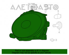 Front right headlight Fiat 500 12-19